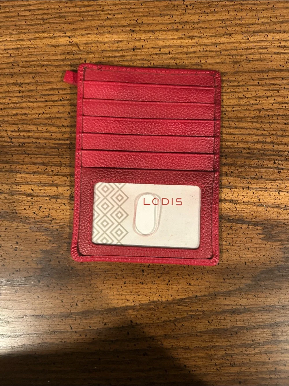 Lodis Red Leather Slim Card Wallet